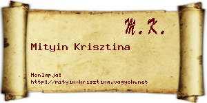 Mityin Krisztina névjegykártya